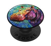 Colorful Hippopotamus Animal Round Artwork PopSockets Adhesive PopGrip