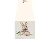 Colorful Holiday Table Runner Easter Egg Lovely Rabbit Table Runner Table Decoration Home Decor Party Gathered Tablecloth
