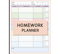 Colorful Homework Planner for ADHD Students: Undated Assignment Tracker Notebook for Elementary, Middle, High School, and College (120 Pages, 8.5 x 11 Inches)