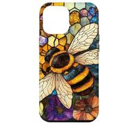 Colorful Honey Bee Floral Stained Glass Art Case for iPhone 12 Pro Max