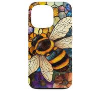 Colorful Honey Bee Floral Stained Glass Art Case for iPhone 13 Pro