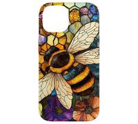 Colorful Honey Bee Floral Stained Glass Art Case for iPhone 14