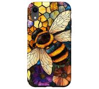 Colorful Honey Bee Floral Stained Glass Art Case for iPhone XR