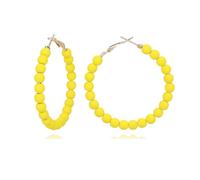 Colorful Hoop Earrings for Women 80s 90s Neon Acrylic Beads Hoop Earring Mixed Color Disco Large Circle Round Earings, L, Acrylic, No Gemstone