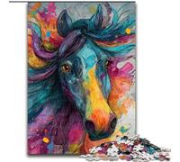 Colorful Horse 1000 Pieces Jigsaw Puzzles for Adults And Teens, Interesting Stress Reduction Parent-child Interaction (26x38cm)