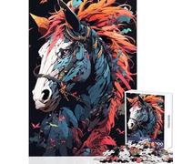 Colorful Horse 1000 Pieces Jigsaw Puzzles for Teenagers Boost Cognitive Clarity And Sharpness Mindful Calm Play Enjoyment (38x26cm)