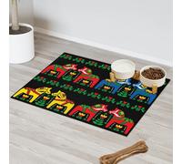 Colorful Horse Pet Feeding Mat for Cat Dog Water Bowl Food Mats Flower Pet Feeding Mats Absorbent Nti-Slip Contain Spills Protects Floors Placemat 43.1 x 76.2 cm