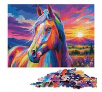 Colorful Horse Portrait Colourful Wooden Puzzle for Adults, 1000 Pieces