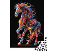 Colorful Horse Poster 1000-Piece Puzzle for Adults, 38x26cm/1000pcs; to Complete Gradually over A Weekend; White Pieces with A Smooth Surface