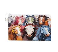 Colorful Horses Coin Purse Canvas Wallet with Zipper Portable Mini Change Pouch Cute Money Pouch Small Organizer Coin Card Key Holder for Women Girls Daily Use Gift