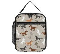 Colorful Horses Insulated Lunch Bag for Women Men Reusable Lunch Box Tote Bag for Work Picnic
