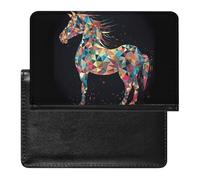 Colorful Horses Passport Holder with 3 Card Slots, Portable PU Leather Travel Wallet, Slim Protective Cover for Passport, ID, Credit Cards