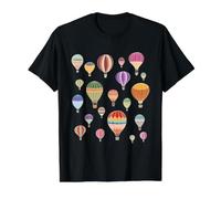 Colorful Hot Air Balloon Illustration Flying Through the Sky Value Graphic T-Shirt, Men, Black, M