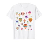 Colorful Hot Air Balloon Illustration Flying Through the Sky Value Graphic T-Shirt, Men, White, M