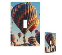 Colorful Hot Air Balloon Wall Plate Cover Modern Decorative 1 Gang Light Switch Cover Unbreakable Receptacle Outlet Covers For Living Room Bedroom Home Decor Single Toggle