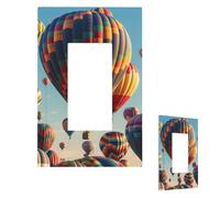 Colorful Hot Air Balloon Wall Plate Cover Modern Decorative 1 Gang Light Switch Cover Unbreakable Receptacle Outlet Covers For Living Room Bedroom Home Decor 1 Gang