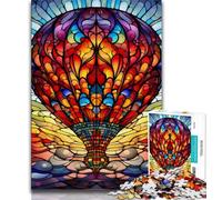 Colorful Hot Air Balloons Jigsaw Puzzles for Adults,Learning Educational Toys Family Games with Matching Poster And Trivia Sheet (75x50cm)