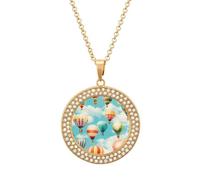 Colorful Hot Air Balloons Women's Diamond Necklace Shiny Rhinestones Pendant Jewel Necklaces Romantic Trendy