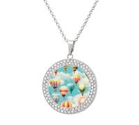 Colorful Hot Air Balloons Women's Diamond Necklace Shiny Rhinestones Pendant Jewel Necklaces Romantic Trendy