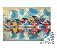 Colorful Houses by Ice Mountains Jigsaw Puzzle for Kid 14+ 1000 Pieces Beautiful Decoration Puzzle Indoor Leisure 52x38cm/1000pcs