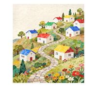 Colorful Houses on Country Path Magnetic Covers for Dishwasher & Refrigerator Clean Dirty Sticker Decor Refrigerator Covers for Dishwashers 23 x 26 Inch