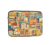 Colorful Houses Printed Shockproof Soft Shell Laptop Sleeve Suitable for Daily Office Work and Commuting 12 inch