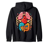 Colorful Human Body Anatomy Illustrated - Nurse Zip Hoodie