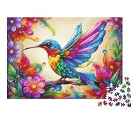 Colorful Hummingbird Art 1000 Piece Jigsaw Puzzles for Adults Rainbow Bird Painting Fun, Challenging & Brainteasing Adults Jigsaw Puzzle - Uncover The Puzzle Educational Game
