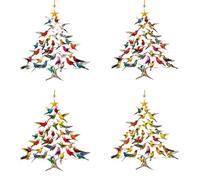 Colorful Hummingbird Christmas Ornament Hummingbirds Tree Decor Stack Hummingbird Home Decor 2d Acrylic Stack Humming-Bird Ornaments for Hummingbird Lover, Home, Tree, Window & Tabletop (G 4Pcs)