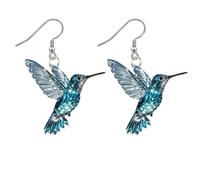 Colorful Hummingbird Earrings - Acrylic Birds Dangle, 2D Acrylics Hummingbirds Jewelry Vibrant Bird Design | Perfect for Women Birrd Lover Gifting Party Festival Casual Fashion Wear, Se référer au