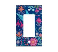 Colorful Hummingbird Light Switch Cover Plates/Outlet Covers, Blue Floral Design for Wall Decor, Thermoplastic Wall Plates, Standard Size Single Rocker