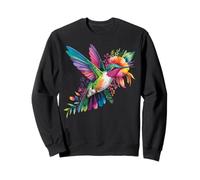 Colorful Hummingbird Wildflowers Botanical Design Sweatshirt