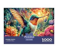 Colorful Hummingbirds 1000 Piece Puzzle for Adults - Challenging Jigsaw for Mindfulness & Wall Art, Premium Quality with Detailed Art Print 52x38cm/1000pcs