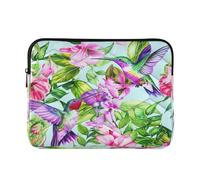 Colorful Hummingbirds Flowers Green Computer Case for Laptop, Quilted Computer Bags for Laptops 15.6 Inch for Women