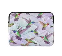 Colorful Hummingbirds Pastel Laptop Bag Case, Quilted 13 Inch Computer Sleeve for Women