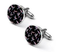 Colorful Hummingbirds Pattern Cufflinks for Men Women Cuff Links Tuxedo Shirt Personalised Printed Jewelry Accessories