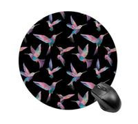 Colorful Hummingbirds Pattern Round Mouse Mat 20CM Desk Pad Non-Slip Rubber Gaming Mousepad Desktop Mousemat