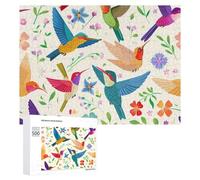 Colorful Hummingbirds With Flowers Jigsaw Puzzles for Adult Family Activities Games Home Decor Puzzle 500 PCS