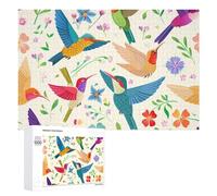Colorful Hummingbirds With Flowers Jigsaw Puzzles for Adult Family Activities Games Home Decor Puzzle 1000 PCS