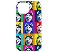 Colorful Husky Pop Art Graphic Dog Case for iPhone 15
