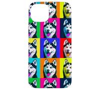 Colorful Husky Pop Art Graphic Dog Case for iPhone 15 Plus