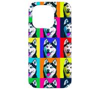 Colorful Husky Pop Art Graphic Dog Case for iPhone 15 Pro