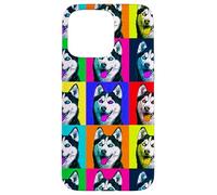 Colorful Husky Pop Art Graphic Dog Case for iPhone 15 Pro Max