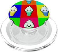 Colorful Ice Cream Cone Faces Kawaii Dessert Rainbow Gelato PopSockets PopGrip for MagSafe