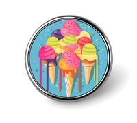 Colorful Ice Cream Round Badge Cute Brooch Hats Jackets Decor Personalized Lapel Pin Clothing Jewelry Accessories for Wedding Party Gift
