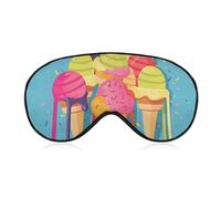 Colorful Ice Cream Sleep Mask for Women Men Side Sleeper Eye Cover with Adjustable Strap Soft Breathable Blackout Mask Slip-Free Deep Sleeping Travel Essentials