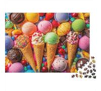 Colorful Ice Creams 1000pc Sweet Ice Cream Thick Cardboard Jigsaw Puzzle for Stress Relief Seekers Christmas Gathering Home Decor Holiday Pastime Social Icebreaker Present 70x50cm/1000pcs
