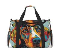 Colorful Illustrated Dog Waterproof Weekender Bags Duffel Bag Large Carry On Hand Luggage Bags Foldable Tote Bag for Travel Sports Gym Dance