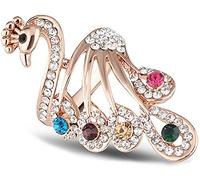 Colorful Imitation Crystal Peacock Ring Tide 3D Hollow Retro Index Finger Jewelry Wedding Party Ring Female Size 20 Practical
