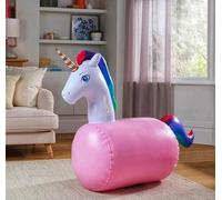 Colorful Inflatable Unicorn Hopper with Handles, Bouncing Toy for Kids, Develops Balance & Coordination, 125L x 48W x 92H cm